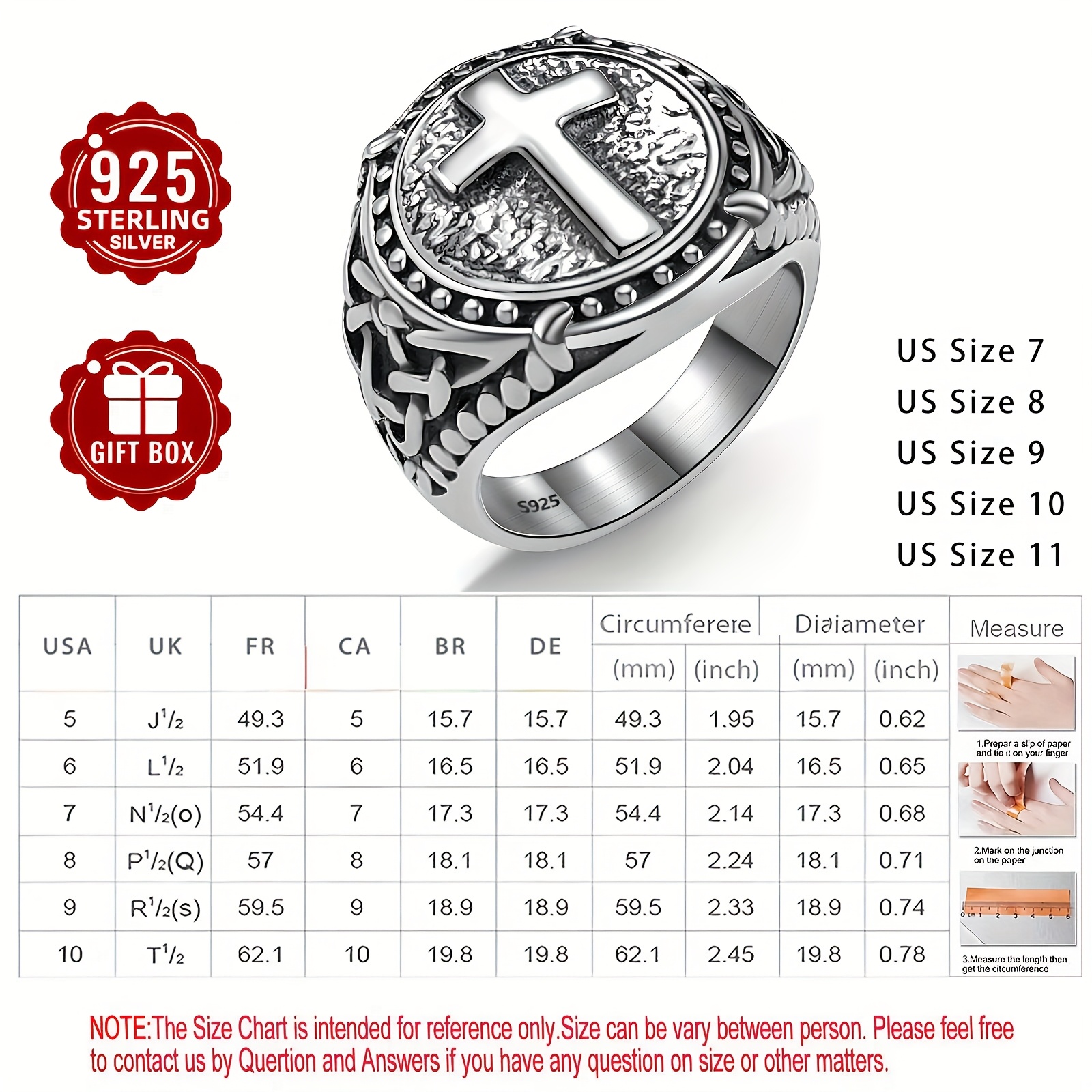 Celtic Knot Cross Ring S925 Silver Men Women
